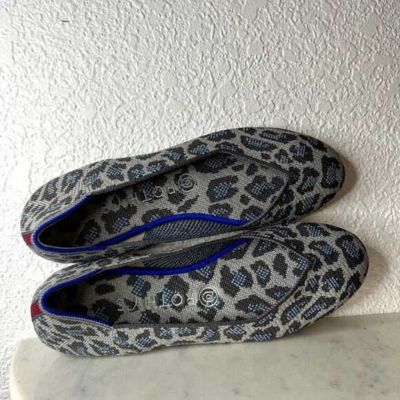 Rothy's Retired Gray Blue Spotted Leopard Print Round Toe Flat Womens Size 8.5 - Picture 6 of 9